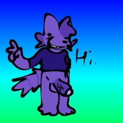 funny furry_only genitals goofy original_character peace_sign penis purple_fur