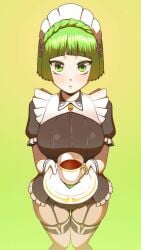 1girls 9:16 animated big_breasts blush condom dc_(makezzal) green_background green_eyes green_hair lace last_origin light-skinned_female light_skin maid maid_headdress maid_outfit maid_uniform miniskirt mp4 no_sound shorter_than_10_seconds smile stockings tagme unopened_condom_wrapper vanilla_(last_origin) vanilla_a1 vertical_video video