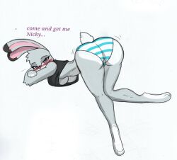 anthro ass ass_up big_breasts big_butt blush breasts clothing dialogue disney english_text female fur furry furry_only hi_res judy_hopps large_breasts pace-maker panties rabbit seductive solo tail text thick_thighs underwear zootopia