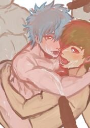 arataka_reigen blush bukkake colored_sketch completely_nude crossover cum cum_on_body cum_on_face gangbang gay gintama gintoki_sakata looking_at_viewer male male_only mob_psycho_100 multiple_boys not_responding nude open_mouth surrounded_by_penises tears tongue_out trait_connection yaoi