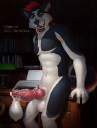 anthro athletic balls big_penis bodily_fluids canid canine canis condom cum domestic_dog erection filled_condom furry genital_fluids genitals hi_res huge_cock husky inside katarhein knot leaking_cum male mammal night nordic_sled_dog nude penis precum sebastian_the_husky sexual_barrier_device smile solo spitz thick_penis tongue tongue_out