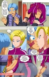 android_18 big_breasts big_penis blonde_hair blue_eyes blue_hair breasts cheating cheating_girlfriend cheating_wife comic dragon_ball dragon_ball_super female groping groping_breasts handjob kissing light-skinned_female light-skinned_male light_skin male mind_control netorare ntr penis pinkpawg rubbing_penis tight_clothing trunks_briefs