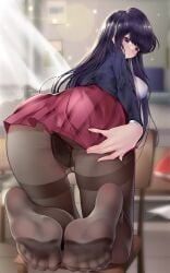 1girls 2021 ass bent_over clothed clothed_female clothing feet female foot_fetish kamue komi-san_wa_komyushou_desu komi_shouko no_shoes pantyhose purple_eyes purple_hair red_skirt skirt spread_ass spread_butt spread_pussy spreading spreading_ass spreading_cheeks spreading_pussy thighs