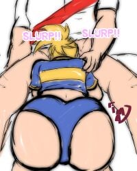 ass back_view big_ass blonde_female blonde_hair blowjob boca_juniors deepthroat fellatio imadamn implied_deepthroat implied_oral muscular muscular_male oral original original_artwork original_character ponytail river_plate sketch straight superclasico unseen_male_face