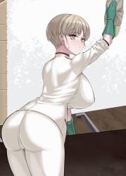 1girls ass big_ass big_breasts blonde_hair blue_archive breasts busty curvaceous curvy curvy_body curvy_female curvy_figure female huge_breasts large_breasts marina_(blue_archive) oswald_(pixiv_13134228) short_hair very_short_hair voluptuous