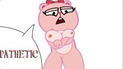 1girls big_breasts breasts english_text giggles_(htf) happy_tree_friends looking_down nipples pussy speaking_to_viewer text