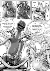 big_breasts big_penis bigbangbloom black_and_white breast_squeeze breasts_out comic comic_page dialogue english_text huge_cock imminent_sex mario_(series) nintendo piranha_plant plant princess_peach saikyo3b speech_bubble super_mario_bros. tagme tentacle tentacles