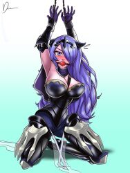 1girls armor armpits arms_up ball_gag big_boobs bondage bound breasts camilla_(fire_emblem) deaart female female_only femsub fire_emblem fire_emblem_fates gag hair_over_one_eye high_heels humungous_breasts kneeling large_breasts long_hair looking_at_viewer nintendo purple_eyes purple_hair restrained solo very_long_hair