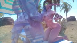 1boy 1boy1girl 1girls 3d beach black_lipstick blizzard_entertainment blowjob breast_grab breast_press breast_tattoo breasts breasts_out brown_hair burgundy_hair demon_hunter draenei earrings elf elf_ears erection fellatio female green_eyes green_sclera holding_breasts invisible invisible_man large_ass large_breasts long_ears lunnaru lying lying_on_back male naked night_elf nipples nude nude_female oral oral_sex paizuri penis petite pubic_tattoo public public_nudity pussy red_lipstick reey_art see-through see-through_body stealth tattoo tattooed_arm tattoos thick_thighs warcraft world_of_warcraft