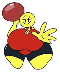 1girls 2020s 2022 ass bal bald bald_female ball baller black_bottomwear breast cleavage confident dodgeball fat female female_focus female_only gym_shorts holding_ball large_ass large_breasts meme red_ball red_topwear roblox rule_63 rule_69 shiny_bottomwear shorts simple_background smile smug_face tank_top theslashfive thick_thighs thighs video_game_character western_art white_background yellow_skin