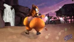 1girls anthro ass badger blue_eyes boomerang brown_fur female female_focus female_only furry hips jiant101 jungle_badger large_ass looking_back sega sonic_(series) sonic_boom sonic_the_hedgehog_(series) source_filmmaker sticks_the_badger thick_thighs thighs underwear wide_hips