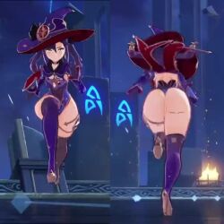 3d alternate_ass_size animated big_ass big_butt curvaceous curvy game_mod genshin_impact hazeker mod mona_(genshin_impact) no_sound running thick_thighs thighhighs thighs video wide_hips witch_hat