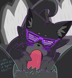 artist_request furry gay glasses jammer_(kaiju_paradise) kaiju_paradise nightshade_(kaiju_paradise) oral purple_eyes roblox roblox_game source_request sucking tagme traced traced_art wolf wolf_ears