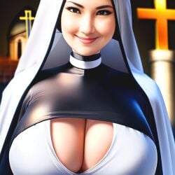 ai_generated big_breasts church female female_only huge_breasts nun nun_outfit religion religious stable_diffusion