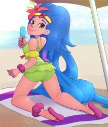 1girls high_resolution league_of_legends long_hair pool_party_series pool_party_zoe solo_female swimsuit tagme teenager teeth throat_(artist) zoe_(league_of_legends)