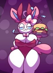 big_breasts breasts bunny_ears bunnysuit cute game_freak gravtitty nintendo pokemon servant sylveon tagme thick_thighs waiter