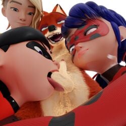 1boy 3d 3d_(artwork) 3girls ahe_gao ahegao anthro anthro_on_human clothing costume crossover ducktape female fffm_foursome foursome fox fur furry gwen_stacy human interspecies ladybug_(character) licking_balls male marinette_cheng marinette_dupain-cheng marvel marvel_comics miraculous_ladybug multiple_girls nick_wilde oral penis smooth_skin spider-man:_into_the_spider-verse spider-man_(series) teamwork the_incredibles violet_eyes violet_parr zootopia