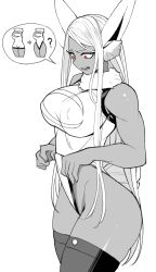 animal_ears ass big_ass breasts bunny_ears dark-skinned_female dark_skin eyelashes huge_breasts ko_koyap leotard leotard_pull long_hair miruko muscular muscular_female my_hero_academia open_mouth red_eyes revealing_clothes rumi_usagiyama tan_skin thick_thighs thigh_boots thighs white_hair