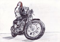 1girls biker_girl black_widow_(marvel) female female_only human human_only light-skinned_female light_skin marvel marvel_comics motorcycle natasha_romanoff red_hair