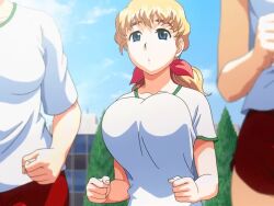 00s 3girls 60fps :o animated bangs blonde_hair blue_eyes blue_sky bounce bouncing_breasts breasts building buruma cloud clouds collarbone dainapp day egis female female_focus fukurai_naho gym_shorts gym_uniform hair_ribbon head_out_of_frame houtani_yukitoshi human human_only interpolated large_breasts light-skinned_female light_skin long_hair loop looping_animation low-tied_long_hair low_ponytail medium_breasts medium_hair mp4 multiple_girls outdoors playing_sports ponytail red_ribbon reversible ribbon running shirt short_sleeves shorts sky solo_focus sportswear staring tied_hair tree upper_body video white_shirt