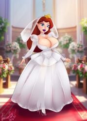 1girls bridal_veil bride bride_veil cleavage female female_only glamourpink huge_breasts mature_female meet_'n'_fuck_games milf purple_eyes purple_lipstick queen queen_teresa royalty wedding wedding_dress