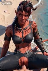1boy 1boy1girl 1girls ai_generated anal anal_sex arm_tattoo artist_name asymmetrical_hair baldur's_gate baldur's_gate_3 beach black_hair breasts broken_horn colored_skin cowgirl_position demon_girl demon_horns demon_tail dungeons_and_dragons female hi_res horns karlach larian_studios long_hair looking_at_viewer multicolored_hair navel o-ring outdoors pants patreon_username penis pointy_ears pov pussy r34arts red_hair red_skin sand sex sidecut solo_focus spread_legs squatting_cowgirl_position straddling straight tail tattoo torn_pants two-tone_hair uncensored yellow_eyes
