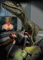 anal anal_sex animal_genitalia bodily_fluids capcom cum cum_in_ass cum_inside dino_crisis dinosaur female feral forced genital_fluids genitals hair hi_res human humanoid male male/female mammal penetration prehistoric_species rape red_hair regina_(dino_crisis) reptile saurischian scalie scar sex theropod