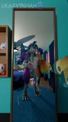 absurd_res animal_genitalia anthro avali avian bedroom blender_(artwork) blender_cycles_(artwork) blepping bodily_fluids cloaca cum cum_in_sex_toy cum_inside cum_on_mirror digital_media_(artwork) duo egg female genital_fluids genitals hi_res kirby_plushie kita'vali knot lifting_partner looking_at_another looking_at_partner looking_at_viewer lovense lovense_max_2 lube_bottle male male/female mirror_selfie orange_body penis phone_camera purple_body selfie sex_toy tapering_penis