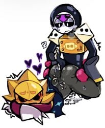 anal anal_sex brawl_stars cum cum_on_body cumshot from_behind from_behind_position male male/ambiguous male_penetrated meeple_(brawl_stars) nonbinary pubic_lice sirius_(brawl_stars)