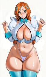 about_to_burst ai_generated barely_contained barely_contained_breasts barely_fits breasts_too_big bursting_breasts cleavage clothing imminent_wardrobe_malfunction inoue_orihime standing straining_clothing tight_clothes tight_clothing tight_fit too_tight undersized_clothes undersized_clothing