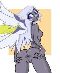 absurd_res angel angel_girl angel_humanoid angel_wings aptom7747 ass emily_(hazbin_hotel) female hazbin_hotel hellaverse hi_res humanoid nude seraph_(angel) solo spread_butt spreading wings