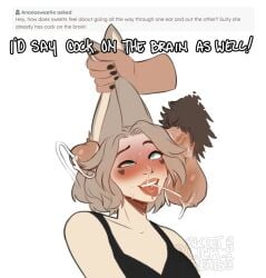 2023 ahe_gao animal_humanoid ask_blog biped blush bodily_fluids clothed clothing cum cumshot duo ear_fuck ear_penetration earjob english_text erection female genital_fluids genitals heart_symbol hi_res humanoid lagomorph lagomorph_humanoid leporid_humanoid looking_pleasured male male/female mammal mammal_humanoid penetration penis pubes questions_and_answers rabbit_ears rabbit_humanoid sex short_hair signature skimpy skull_flossing sweetburn sweetlicktreats sweets_(sweetlicktreats) sweets_remivas_(sweetburn) text