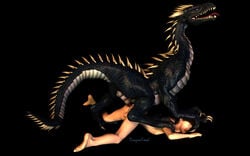 3d anal anal_sex blue_eyes closed_eyes cum cum_in_ass cum_inside doggy_style dragon dragonfood gay human interspecies male orgasm penetration scalie