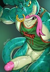 2026 abs abstract_background absurd_res anthro armwear artist_name basketball_clothing basketball_jersey basketball_uniform biceps big_penis biped black_claws bodily_fluids claws clothing collar colored digital_drawing_(artwork) digital_media_(artwork) english_text erection facial_piercing foreskin forked_tongue genitals glans goat_(movie) green_body green_claws green_clothing green_markings green_shirt green_tank_top green_topwear hi_res humanoid_genitalia humanoid_penis khayen komodo_dragon lip_piercing lizard long_tongue looking_at_viewer male markings modo_olachenko monitor_lizard mouth_piercing multicolored_body muscular muscular_anthro muscular_male navel nose_piercing nose_ring number_on_clothing number_on_jersey number_on_topwear overbite painted_claws pecs penis piercing pink_tongue portrait pupils reptile retracted_foreskin ring_piercing saliva saliva_on_tongue saliva_string scales scalie shaded sharp_teeth shirt signature simple_background slit_pupils smile smiling_at_viewer smirk smirking_at_viewer solo sony_corporation sony_pictures sportswear sweatband tan_body tan_penis tank_top teeth text text_on_clothing text_on_shirt text_on_tank_top text_on_topwear three-quarter_portrait tongue tongue_piercing topwear triceps two_tone_body uniform vein veiny_penis ventral_scales yellow_claws yellow_sclera
