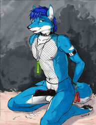 1boy anthro canine canine_penis cum fox fur furry knot male male_only penis raver solo truegrave9 wolf