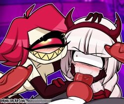 animal_genitalia animal_penis biped bodily_fluids breasts canine_genitalia canine_penis clothed clothing cyclops dankodeadzone drooling eyelashes fellatio female female_penetrated feral feral_penetrating feral_penetrating_humanoid genital_fluids genitals hair hazbin_hotel hellaverse hi_res humanoid humanoid_on_feral humanoid_penetrated legwear male male/female male_penetrating niffty niffty_(hazbin_hotel) oral penetration penile penis precum pupils red_hair saliva sex smile susie_(wheatly101) thick_thighs thigh_highs zoophilia