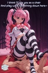 ai_assisted ai_generated barefoot black_eyes breasts caption comic crossed_legs curvy curvy_body curvy_female facesitting feet female foot_fetish foot_focus footjob footwear legs legwear long_hair male medium_breasts moonwool_branch one_piece pantyhose perona perona_(one_piece) pink_hair seductive seductive_eyes seductive_look seductive_mouth seductive_pose seductive_smile sitting sitting_on_face sitting_on_person smile smiling striped_legwear stripes talking talking_to_viewer thick_ass thick_thighs thighs toes twintails uncensored