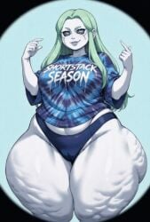 ai_assisted ai_generated ai_video animated ass ass_focus ass_shake blue_panties cyberpunk:_edgerunners fisheye fisheye_lens green_hair grok hair_down hand_on_ass hands_behind_head middle_finger rebecca_(edgerunners) red_eyes shortstack solo thick_thighs tie-dye twerking