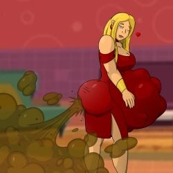 artist_request ass belly big_ass big_belly big_breasts big_butt blaineley_(tdi) blonde_female blonde_hair brown_fart cartoon_network fart fart_cloud fart_everywhere fart_fetish farting farts fetish gassy total_drama_island