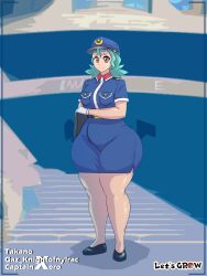 1girls ass ass_expansion blue_hair captainxero clothing female female_only gaz_of_nylrac human human_only nintendo officer_jenny_(galar) officer_jenny_(pokemon) pokemon police police_uniform policewoman solo_female takano_(artist) thick_thighs wide_hips