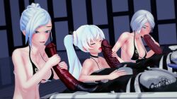 3boys 3d 3girls age_difference arrancon big_breasts big_penis blush fellatio female grimm_(rwby) grimmed horsecock interspecies licking_penis long_hair milf monster_cock monster_sex mother_and_daughter older_sister_younger_sister oral rwby sisters weiss_schnee white_hair willow_schnee winter_schnee