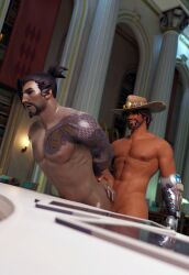 2boys 3d anal cole_cassidy gay hanzo_shimada male/male male_focus male_only martistot