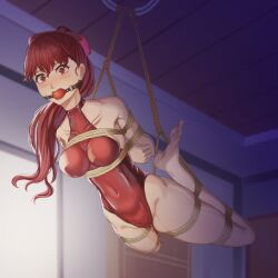 1girls atlus bad_end ball_gag bdsm_outfit bondage bondage_harness bondage_outfit callu_jy callujy captured closet confinement defeated female gag gagged held_up kasumi_yoshizawa kidnapped leotard more_at_source persona persona_5 persona_5_royal punishment rape red_eyes red_hair rope rope_between_breasts rope_bondage rope_harness ropes sex_slave siki slave slavegirl sumire_yoshizawa suspension tied_hands tied_up tight_clothing