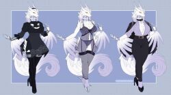 ass bare_back bare_shoulders belly_button belt big_breasts breasts business_woman cleavage cleavage_window dragon dragon_girl female high_heels lingerie long_tail nier:_automata nintendo nude nude_female plain_background pokémon_(species) pokemon pokemon_(species) pokemon_bw purple_highlights reference_image reference_sheet reshiram see-through_clothing see-through_panties smile tail thick_thighs thighhighs wings yellow_eyes yorha_2b_(cosplay)