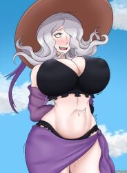 afimaki bikini bikini_bottom bikini_top blush braces breasts danganronpa danganronpa_3 embarrassed kimura_seiko large_breasts straight_hair wet_pussy