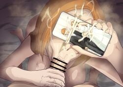 1boy :>= absurdres bleach blowjob breasts cellphone censored cheating cheating_wife cleavage climax cuckold cum cum_on_wedding_photo fellatio female highres holding_object huge_breasts ichigo_kurosaki inoue_orihime iwao178 large_breasts mature mature_female milf netorare ntr oral oral_sex stray_pubic_hair wedding_photo wife