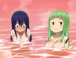 2girls bath bathing big_breasts blue_hair blush breasts colorized completely_naked completely_naked_female completely_nude completely_nude_female convenient_censoring convenient_censorship dark_blue_hair dripping edens_zero embarrassed embarrassed_nude_female gaston18 green_hair homura_kogetsu kleene_rutherford large_breasts long_hair mashima_hiro multiple_girls naked naked_female nude nude_female smile smiling steam tattoo water wet