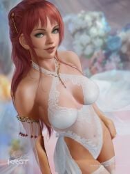 1girls 2022 big_breasts bride bulging_breasts curvaceous curvy_body curvy_female female_focus female_only fit_female looking_at_viewer looking_back original original_character shurakrgt tagme voluptuous_female wedding_veil