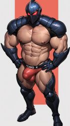 1boy abs ai_generated aiartdouglas bara big_muscles big_pecs bulge chest_hair daddy dilf erection gay hair happy_trail helmet helmet_only human hunk male male_only mostly_nude muscular muscular_human muscular_male musk navel nipples pecs pubes solo sweat underwear underwear_only yaoi