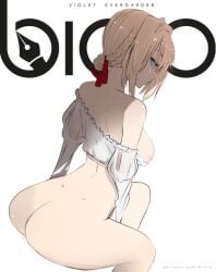 1girls ass bicio blonde_hair blue_eyes braid breasts completely_nude completely_nude_female looking_at_viewer medium_breasts seductive seductive_eyes seductive_look sideboob solo_female tagme violet_evergarden violet_evergarden_(character) white_shirt